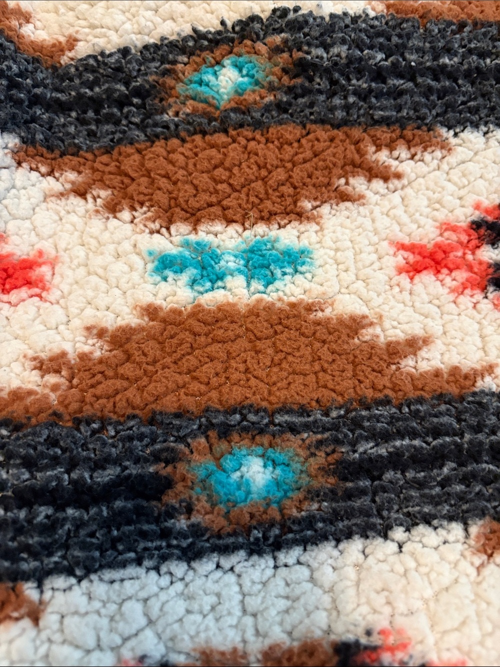 Wrangler Retro Sherpa Pullover Southwestern 1/4 Zip Aztec Kangaroo Pocket M - Picture 7 of 9